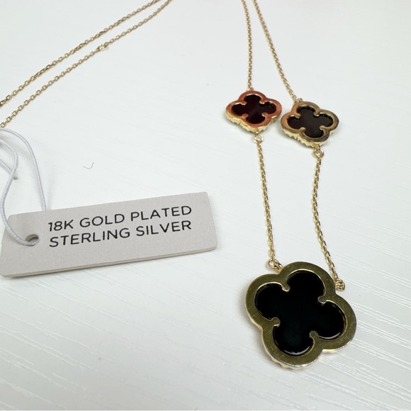 NWT Rachel Zoe 3 Clover Pendant Necklace with Black Box - Picture 6 of 7